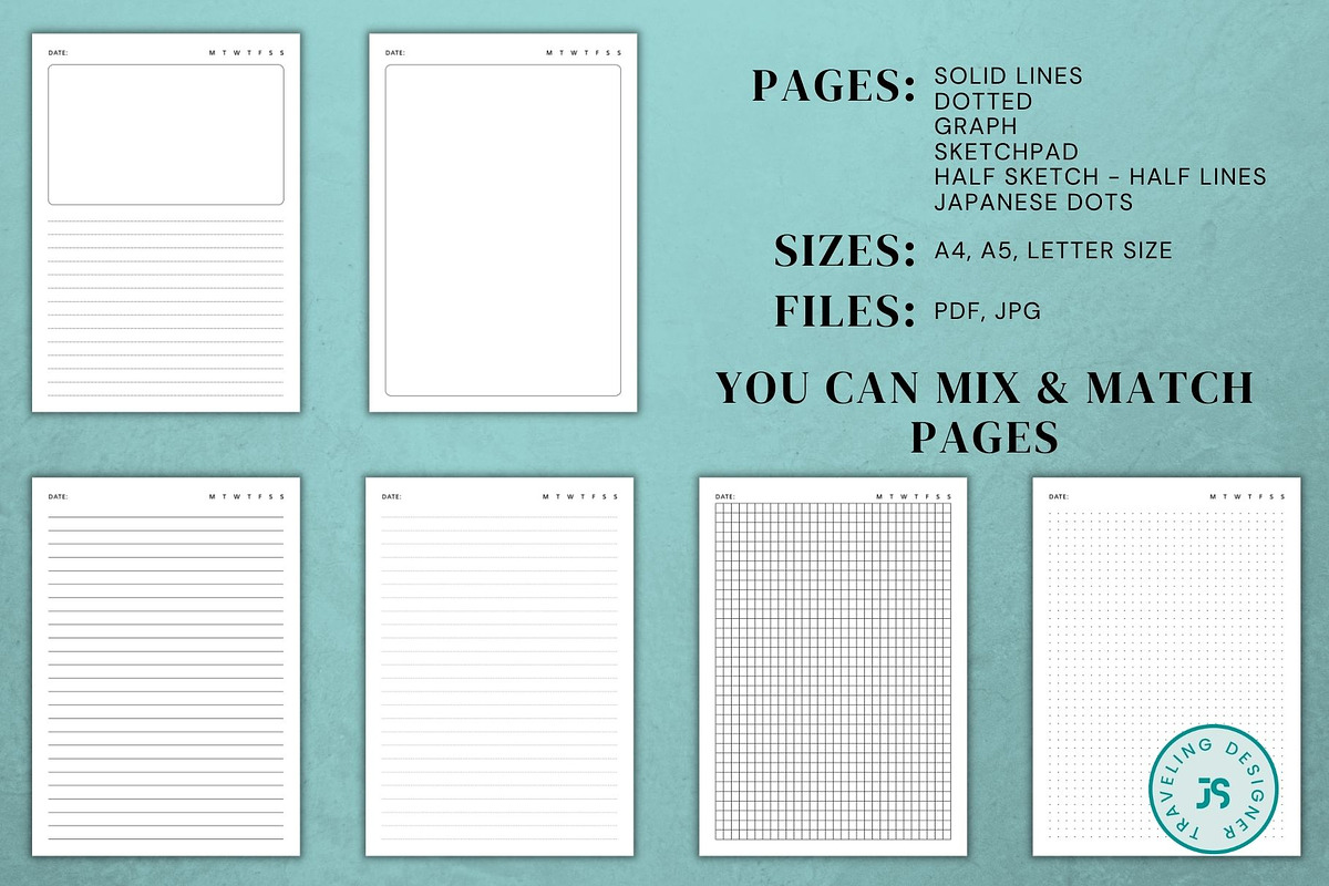 JOURNAL PAGES KDP TEMPLATE, an Object Graphic by Traveling Designer (Photo 2 of 2)