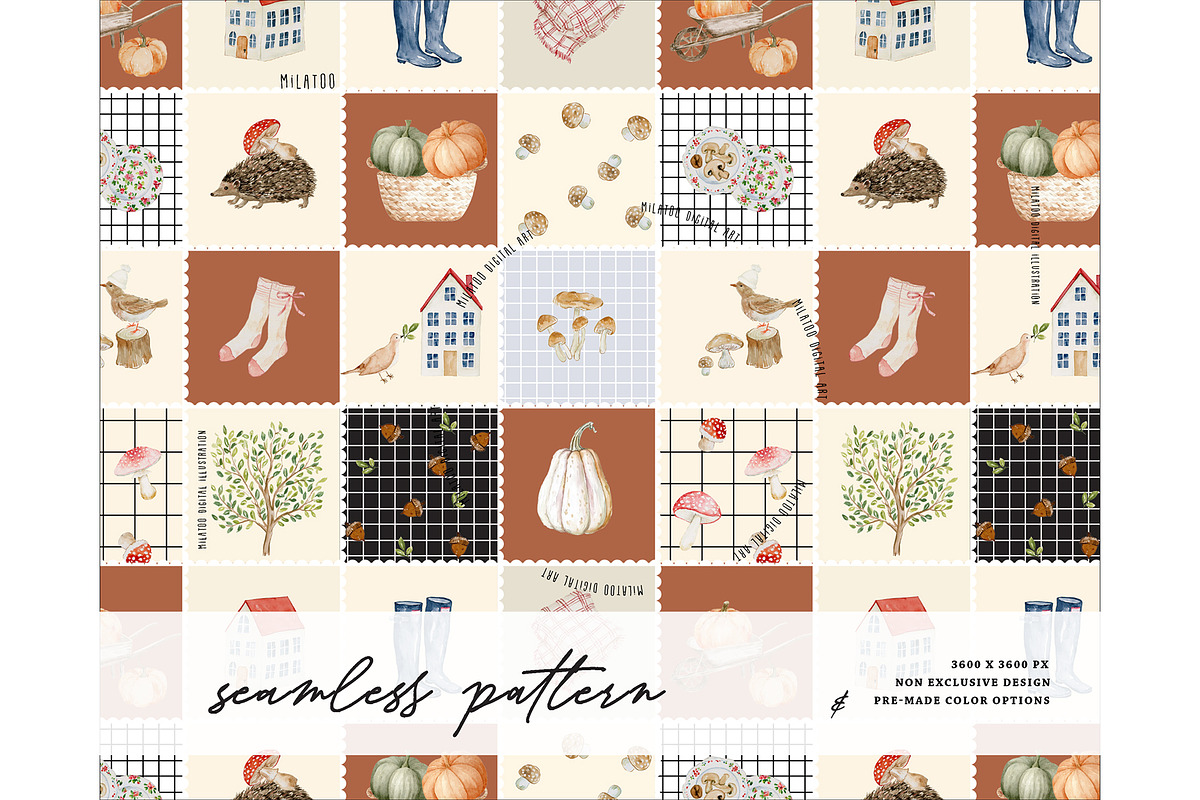 Fall Pumpkin Scandinavian pattern, a Pattern Graphic by Milatoo (Photo 1 of 3)