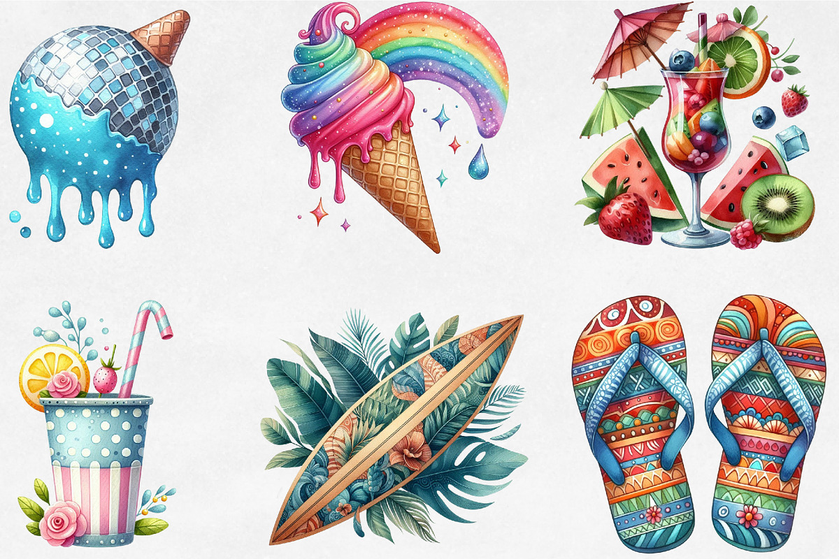 Funky Summer Sublimation Clipart, an Illustration by Designking (Photo 4 of 4)