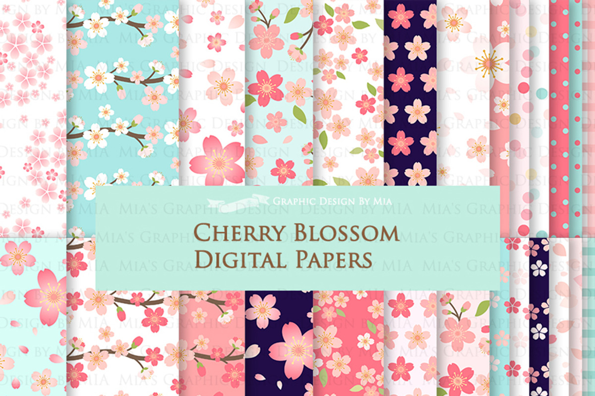 Cherry Blossom Flower Set, an Illustration by Mia's Graphic Design (Photo 6 of 9)