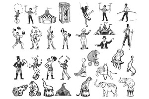 Retro Circus Performance Set Sketch