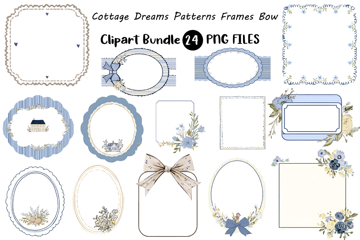 Cottage Dreams Patterns Frames Bow, an Illustration by Digital Artistic99 (Photo 1 of 8)