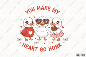 You Make My Heart Valentine Goose, an Illustration by CraftArtStudio