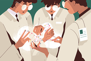 Scientific research, DNA concept, a Healthcare Illustration by Good Studio
