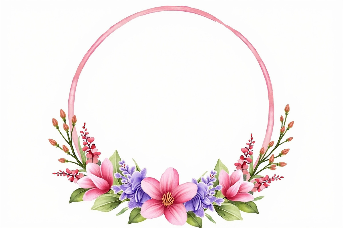 Pink Lavender Floral Wreath Bundle, an Illustration by BIPLOB EXPERT (Photo 4 of 14)