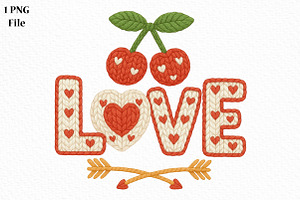 Love Embroidery PNG, Valentine's Day, an Illustration by Canvas Craft
