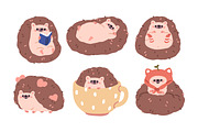 Cute funny hedgehogs animals set, an Animal Illustration by Good Studio (Thumbnail 4 of 9)