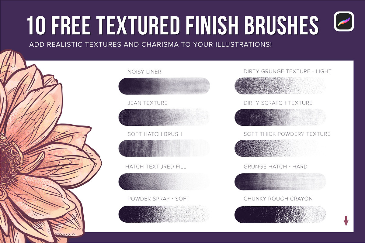 70 Flower Stamps for Procreate, a Brush Add-On by Riveros Illustration (Photo 5 of 13)