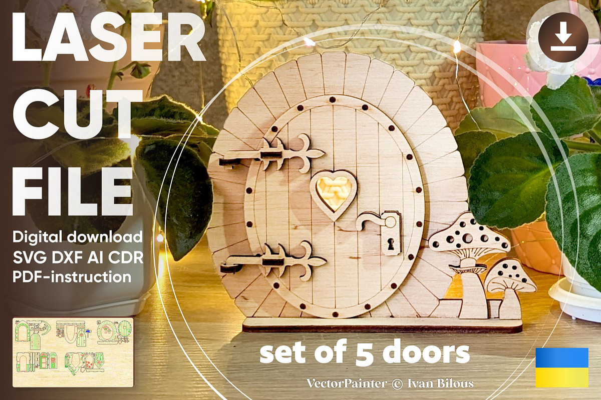 Fairy Door Set - Laser Cut Designs, an Object Graphic by VectorPainter (Photo 1 of 9)