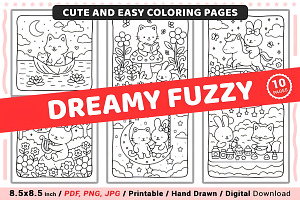 Dreamy Fuzzy Cute Coloring Pages, an Animal Illustration by Design Station