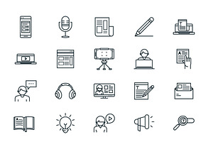 Content Blogging Icons Set, a Templates & Theme by studiogstock