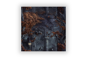 Gothic Noir Autumn Pattern, Seamless