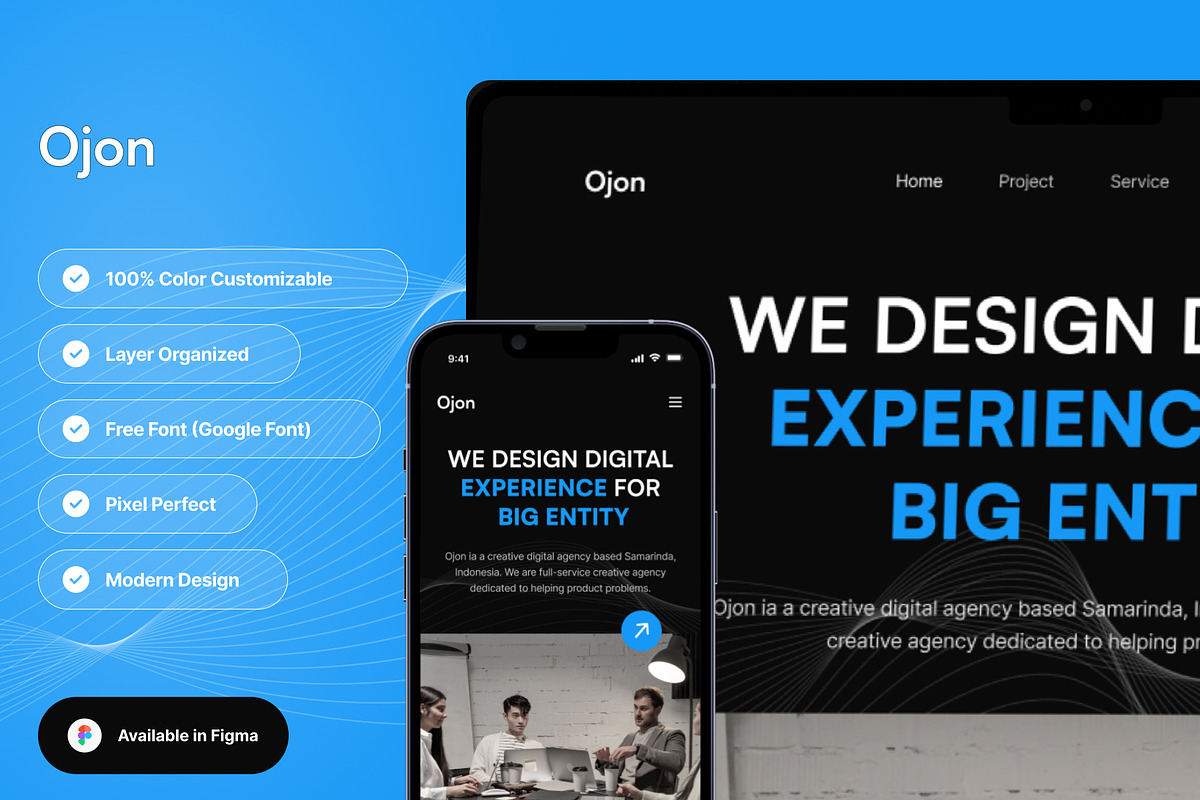 Ojon - Landing Page Design, an UI Kit Template by mz-studio (Photo 1 of 4)