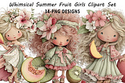 Whimsical Summer Fruit Girls Clipart, an Illustration by Daily.Designs (Thumbnail 1 of 8)