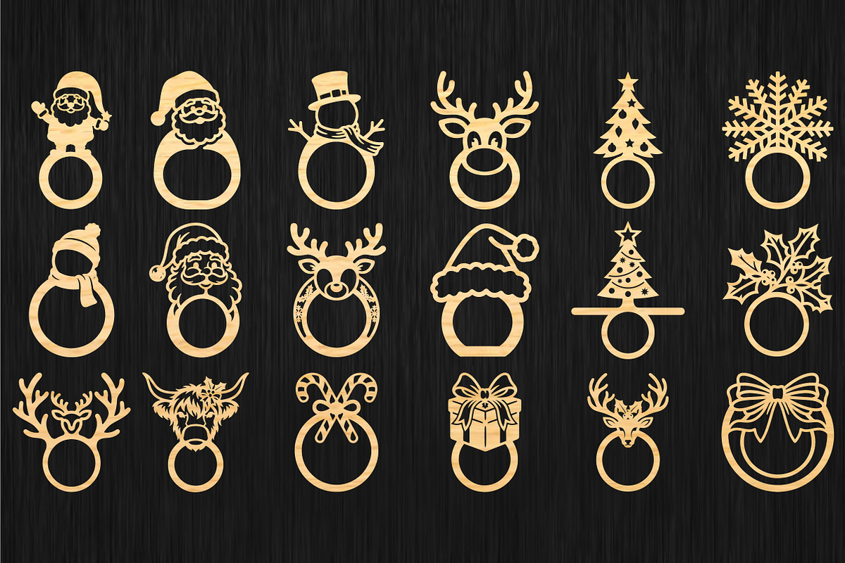 Christmas Napkin Rings Laser Cut SVG, an Object Graphic by DreamCafeArt (Photo 3 of 7)