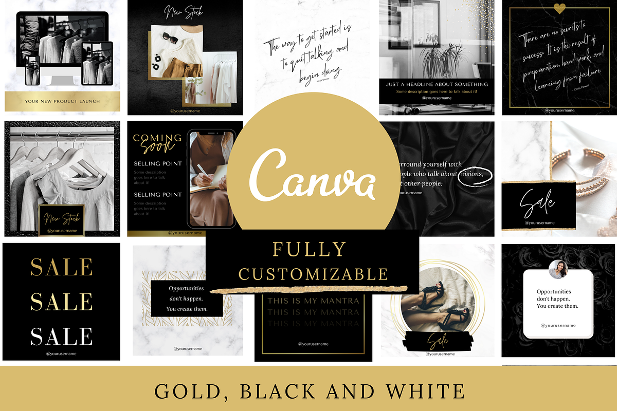 Black and Gold Luxury Templates Canva
