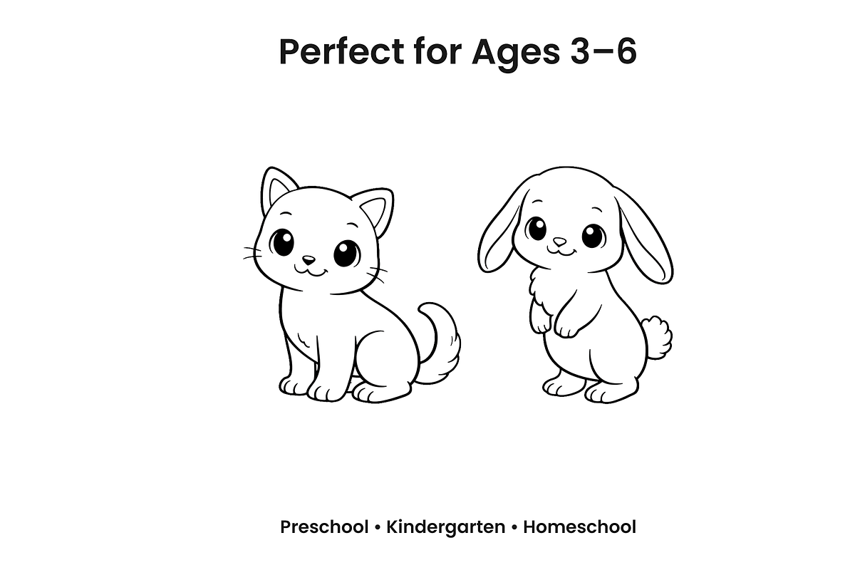 Cute Farm Animals Coloring Pages, an Object Illustration by Annudesign (Photo 3 of 7)