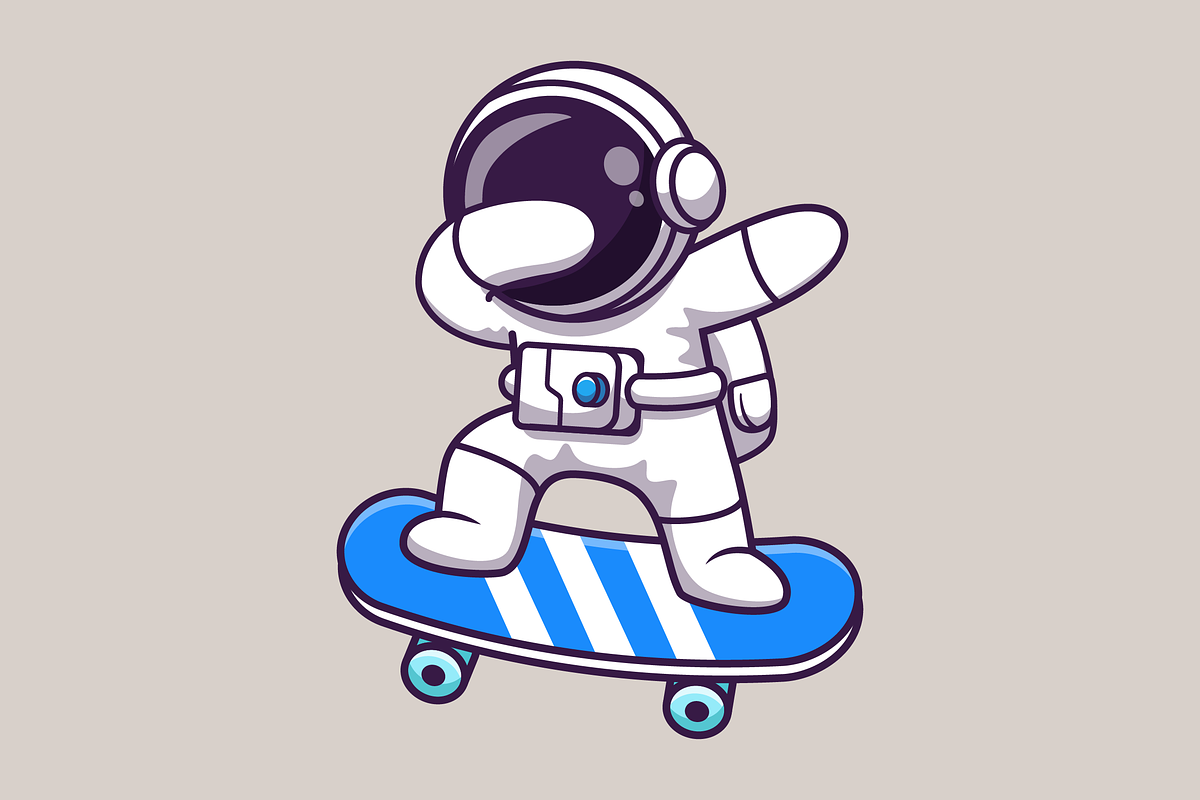 Cute Astronaut Dabbing On Skateboard, a Sport Illustration by Catalyst Labs
