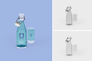Glass Bottle Water Mockup, a Cups & Container Mockup by Qaleb Studio