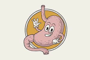 Retro happy human stomatch, a Healthcare Illustration by Judsart