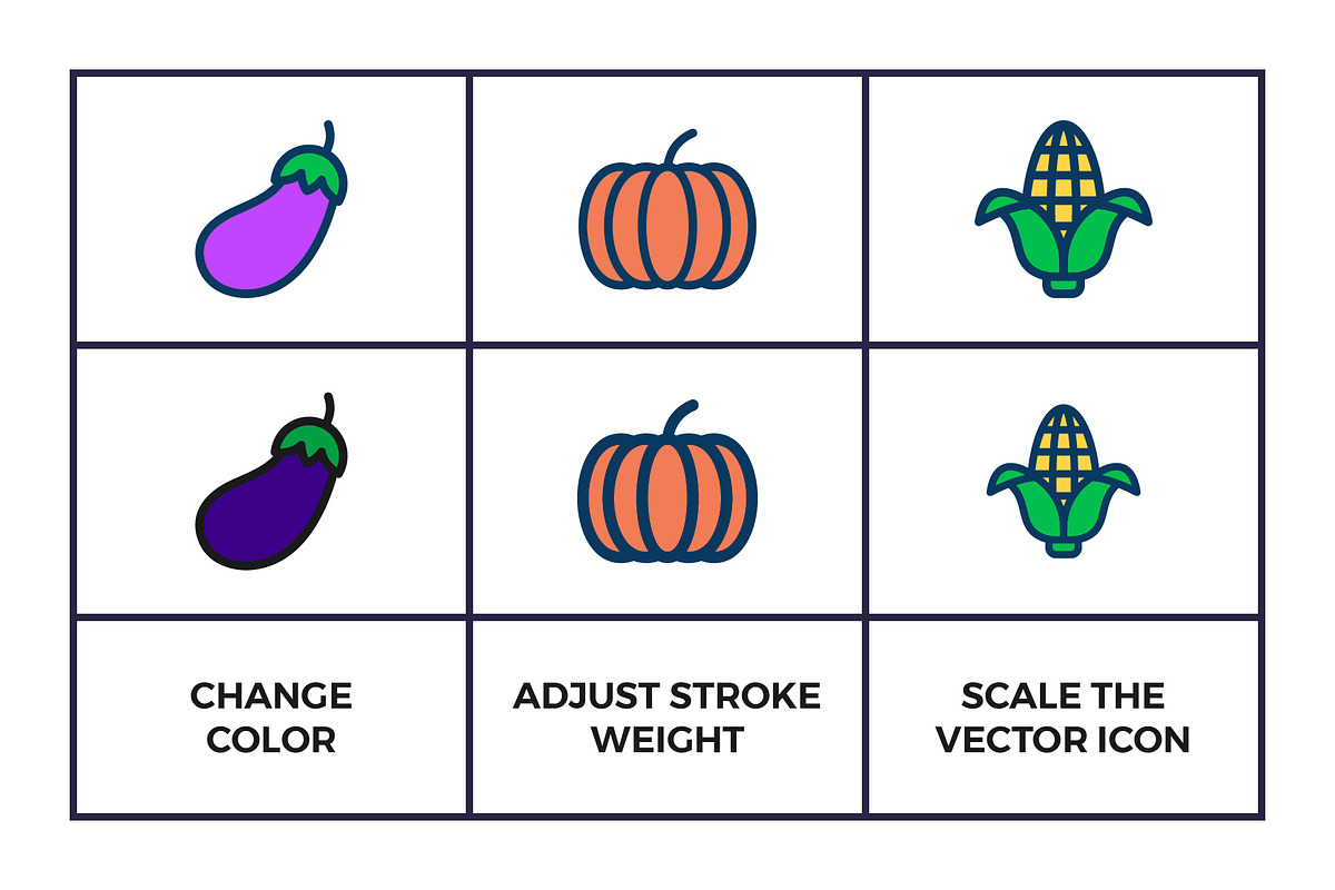 Fruit and Vegetables Line Icons, an Outline Icon by Abstracto-Create (Photo 2 of 7)