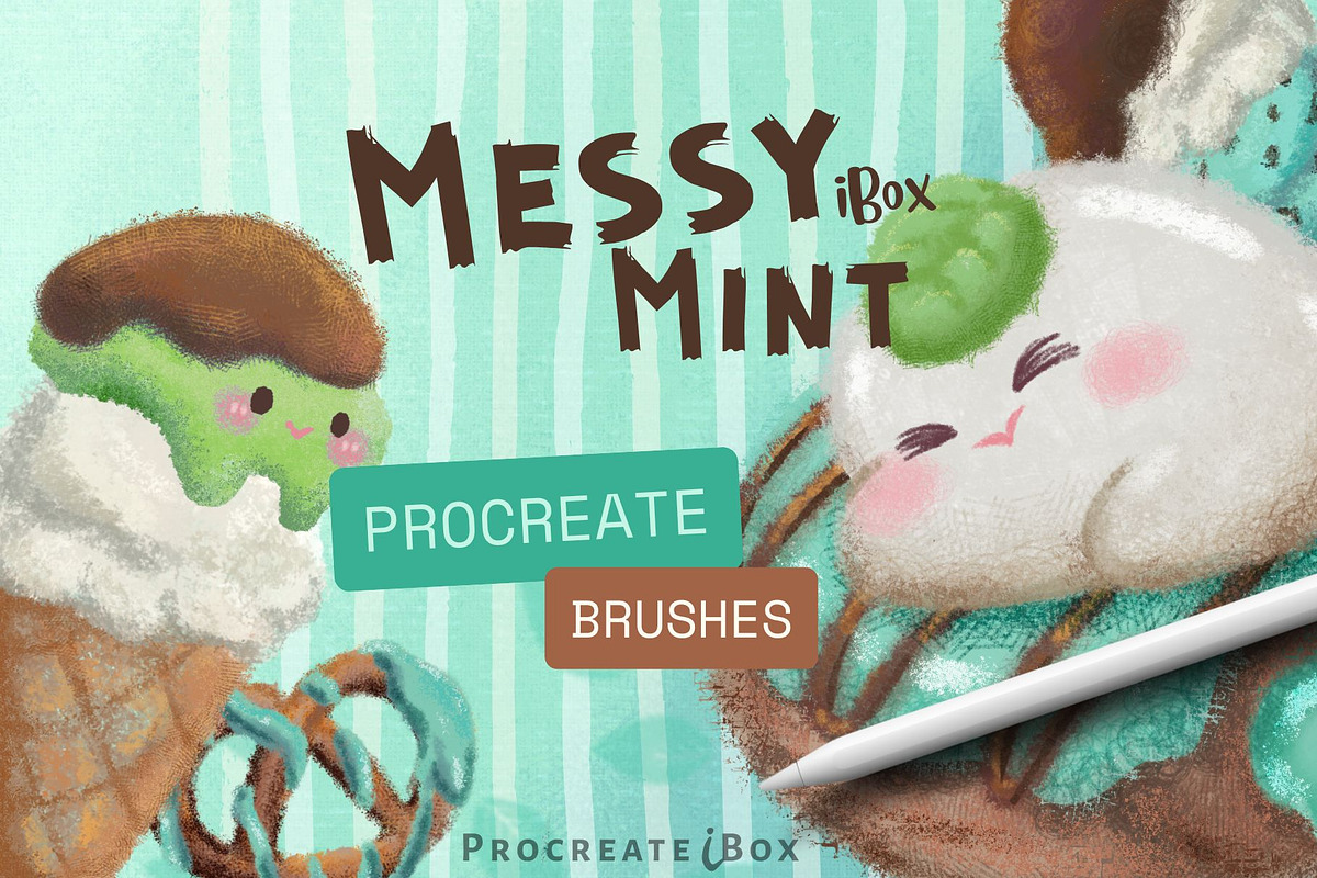 Messy Mint iBox Procreate Brushes, a Brushes & More by ProcreateiBox (Photo 1 of 9)