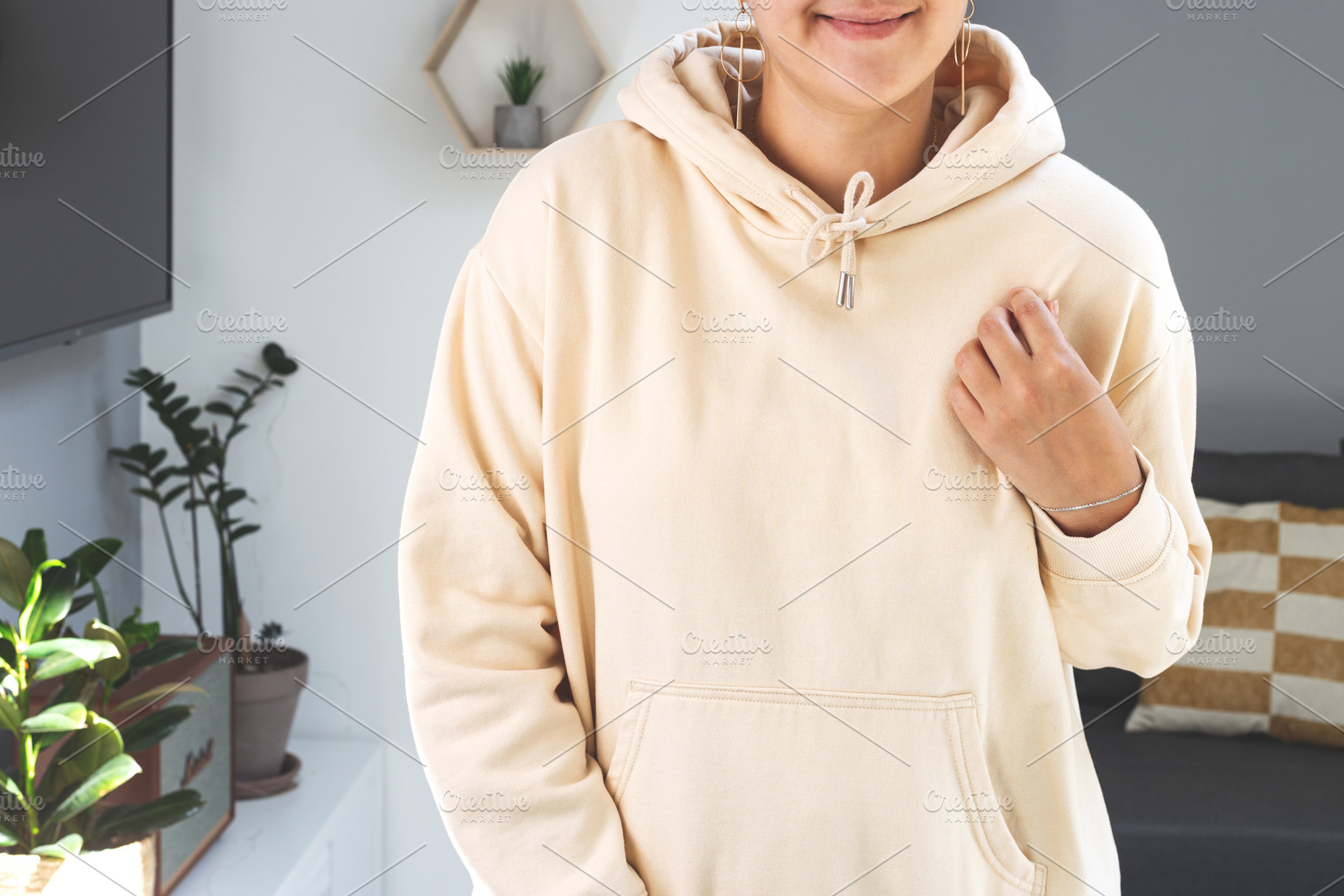 Female beige sweatshirt mockup, a Beauty & Fashion Photo by Valeriia • Svitlini
