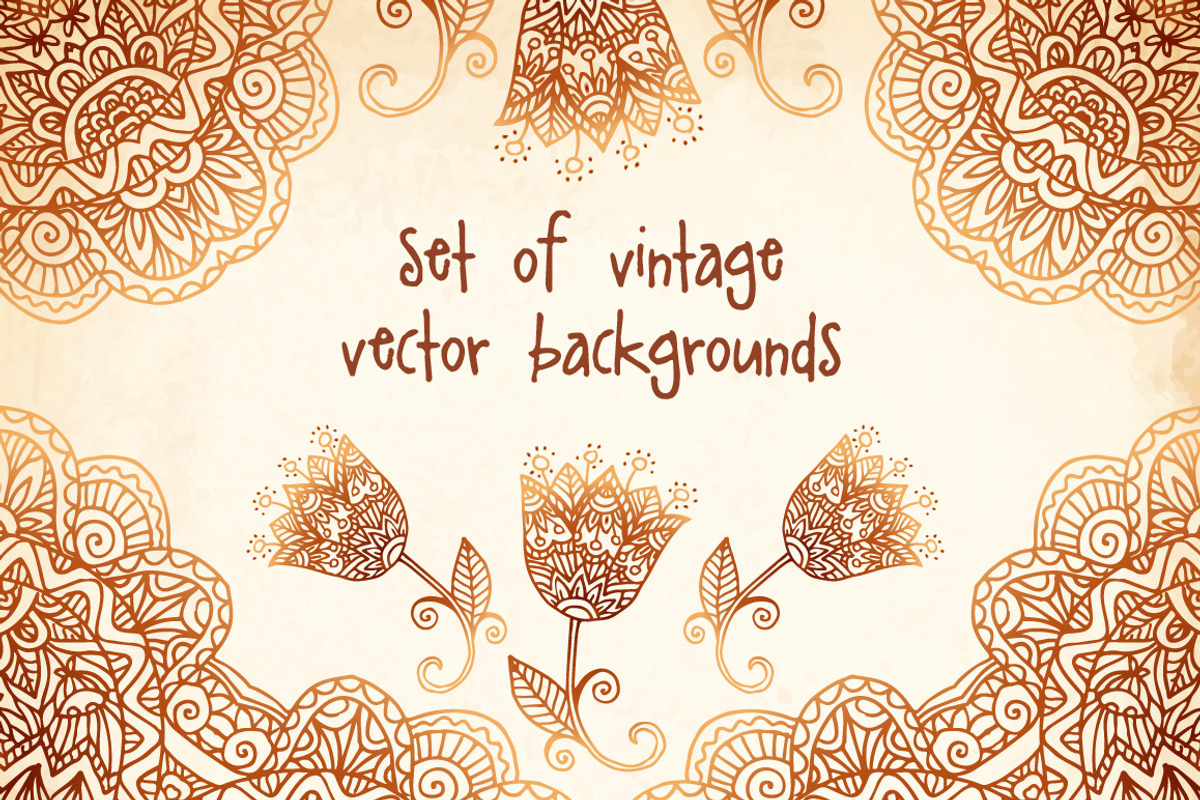 Mehndi Backgrounds BIG set, a Pattern Graphic by Art of Sun (Photo 3 of 12)