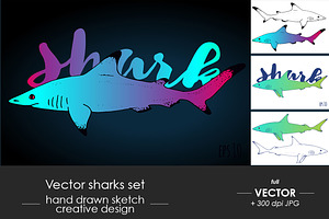Vector sharks set