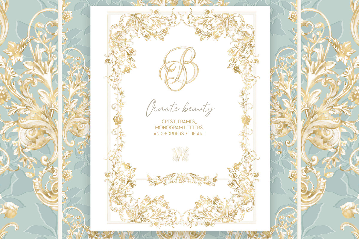 Gold Baroque crest frame png, a Decorative Illustration by WonderWonder (Photo 4 of 13)