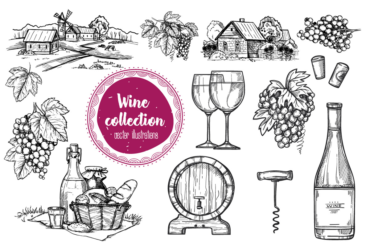 Wine vintage illustration, a Food Illustration by Alfazet Chronicles