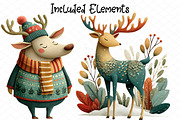Watercolor Christmas Deer Clipart, an Animal Illustration by cherrydesign (Thumbnail 2 of 4)