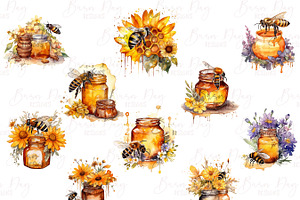 Watercolor Bees Clipart Bundle