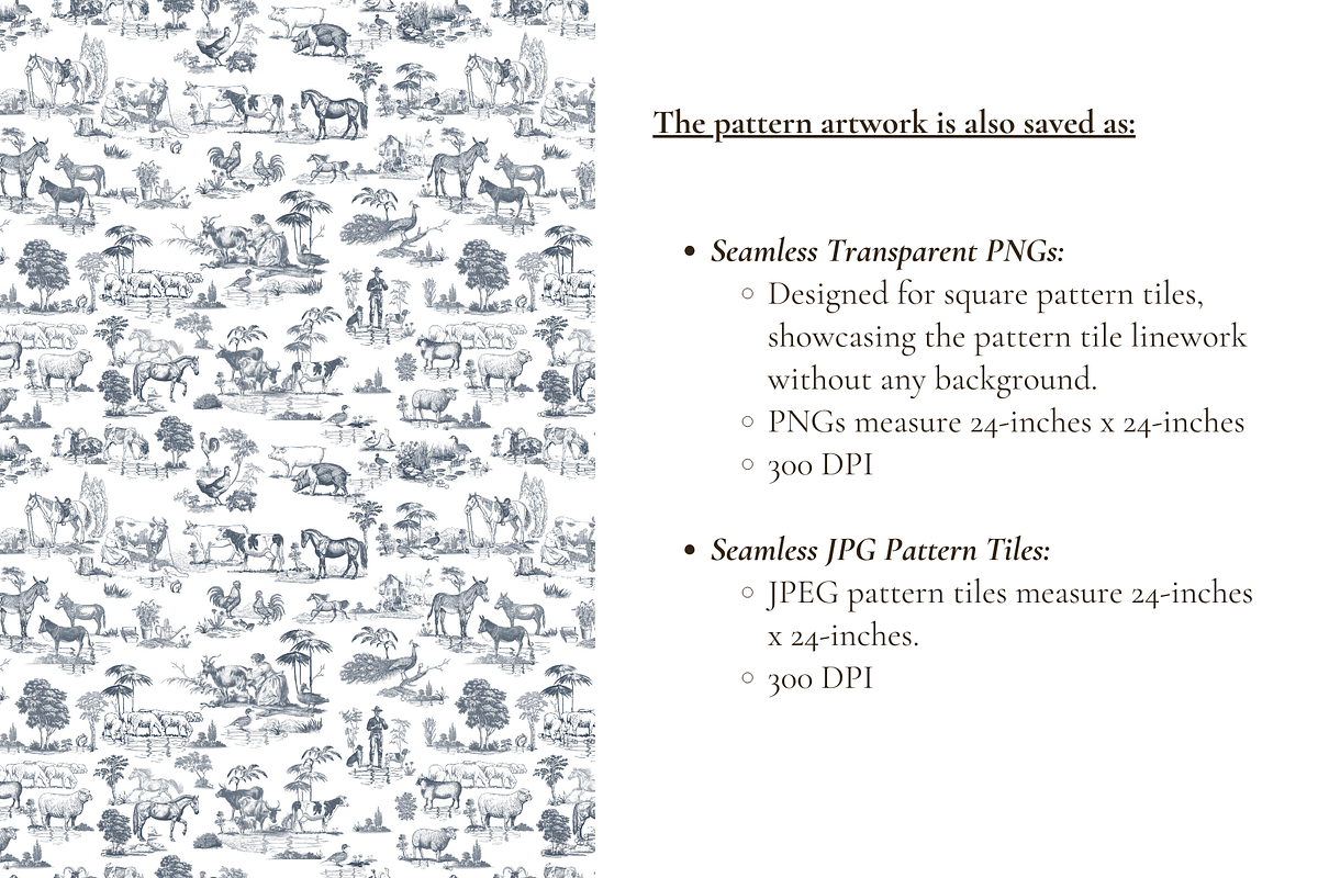 Rustic Farm Toile de Jouy Pattern, a Background Graphic by Hughes Studio (Photo 6 of 7)