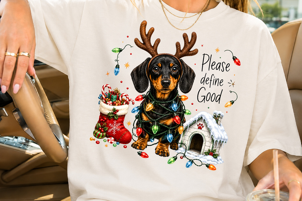 Funny Christmas Dachshund PNG, a Seasonal Illustration by Rose Art (Photo 2 of 4)