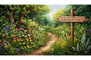 hand wood road sign ai generated, an Arts & Entertainment Photo by pikepicture