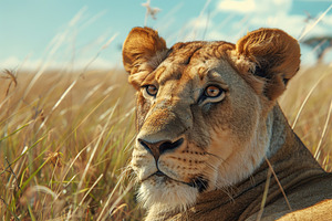 Big female lion in savannah, an Animal Photo by AlyaAnd