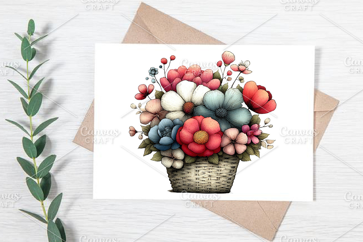 Spring Flower Basket Clipart Bundle, an Illustration by Canvas Craft (Photo 6 of 7)