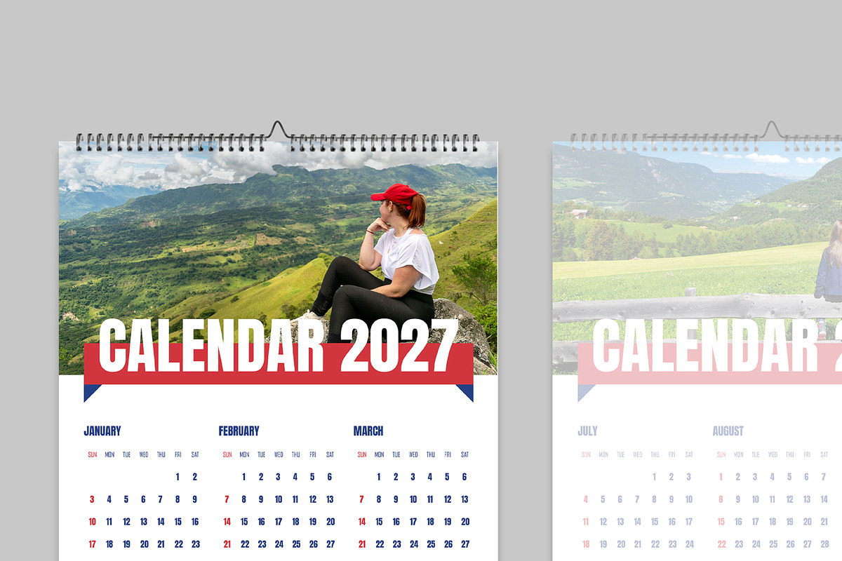 Creative Two Page Calendar 2027, a Stationery Template by MightyDesign (Photo 2 of 8)