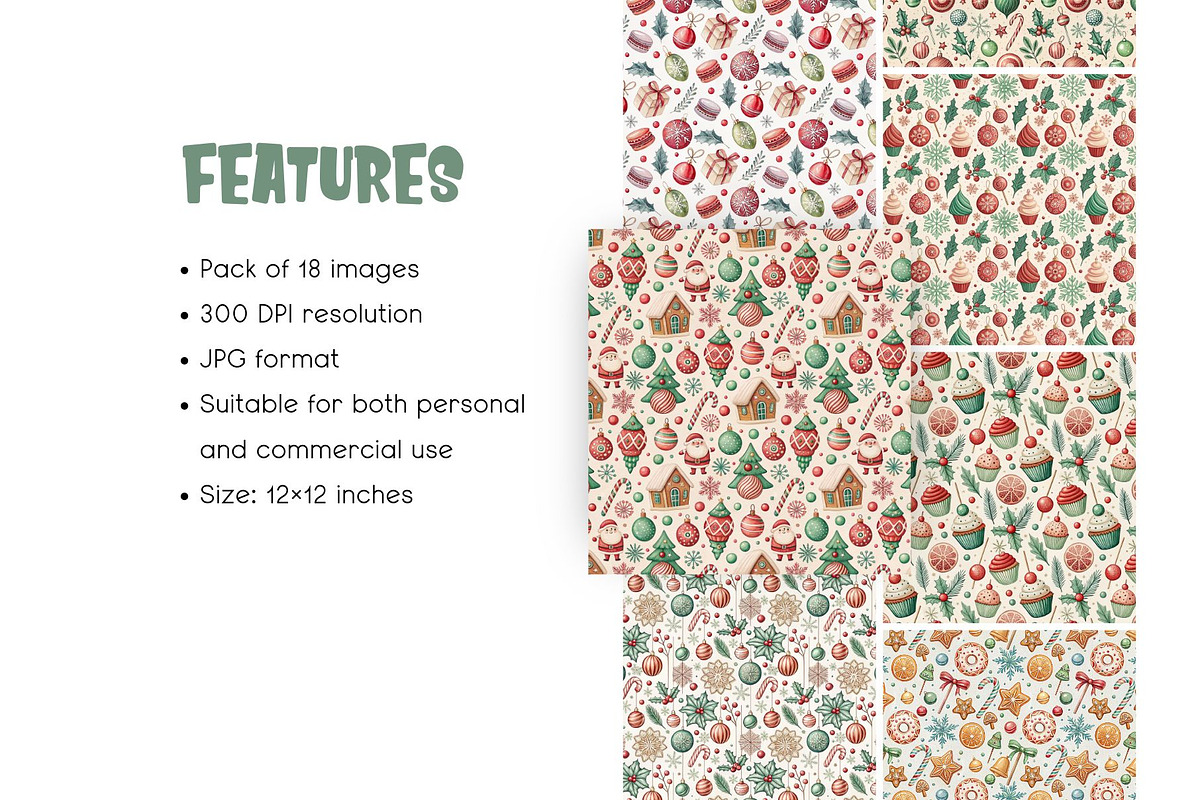 Candy Christmas Digital Paper, an Illustration by MockupWizard (Photo 2 of 5)