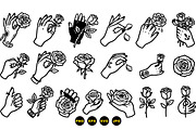Hand Holding Rose Tattoo Set, an Illustration by designvectx (Thumbnail 3 of 3)