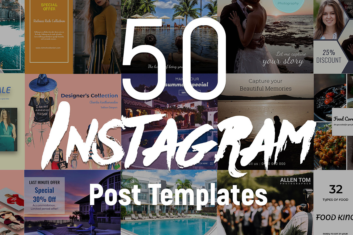 50 Instagram Post PSD templates, a Social Media Template by Mehul Munjani (Photo 1 of 7)