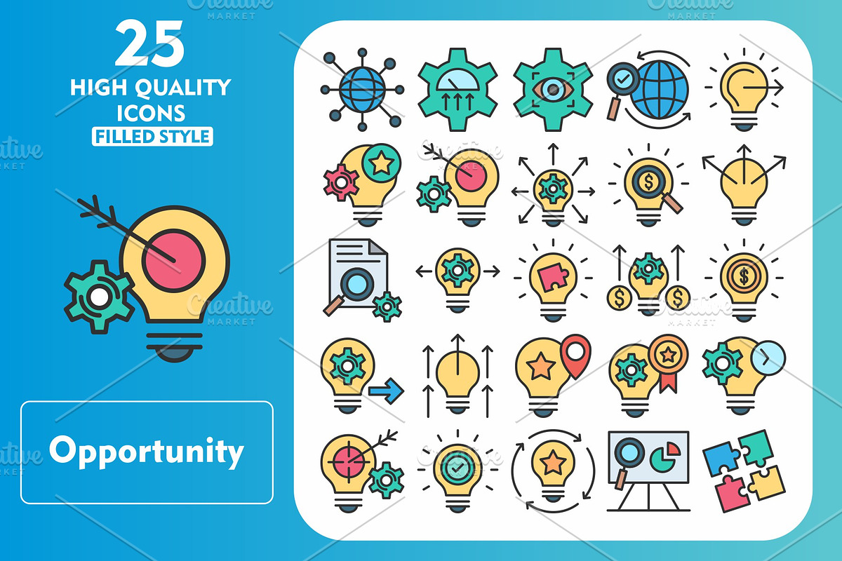 25 Opportunity Line Filled Icons, an Icon by Pexelpy