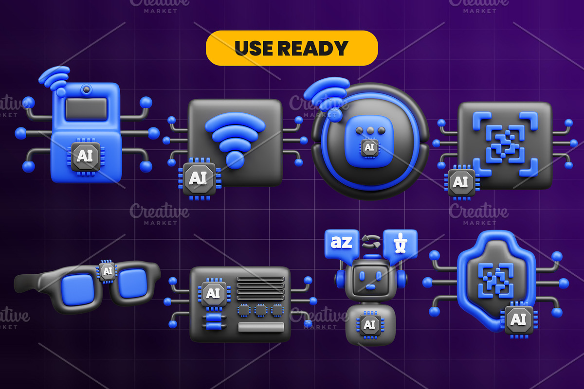 Artificial intelligence 3d Icon Pack, an Object 3D Model by Ui Stock (Photo 4 of 6)