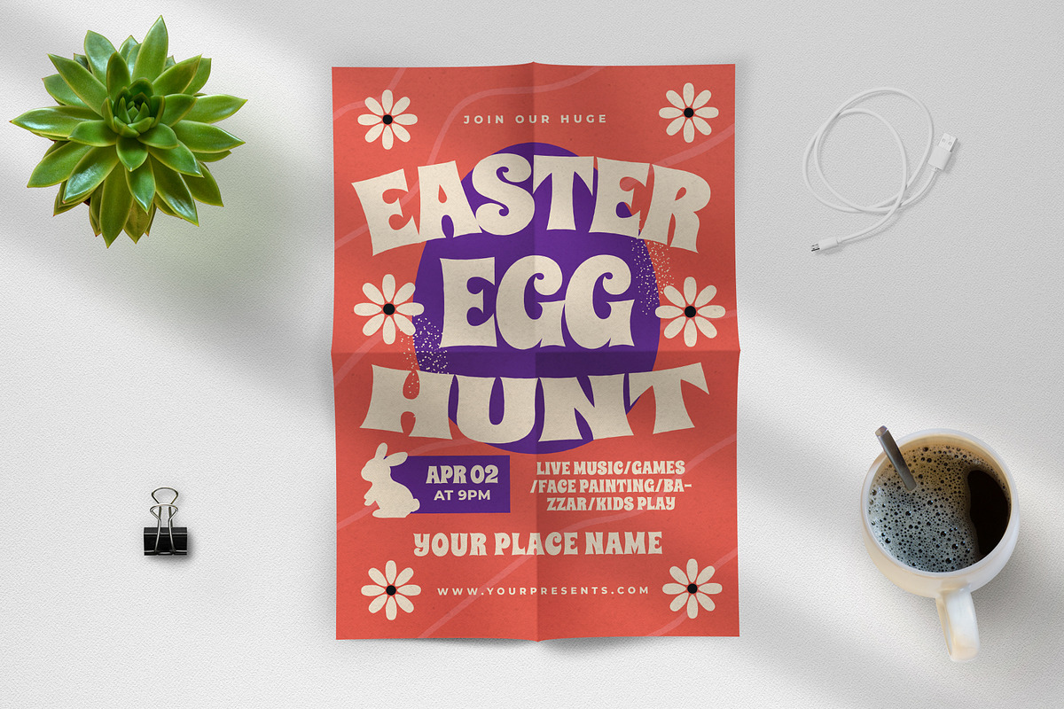 Retro Easter Egg Hunt Flyer, a Flyer Template by lilyshop