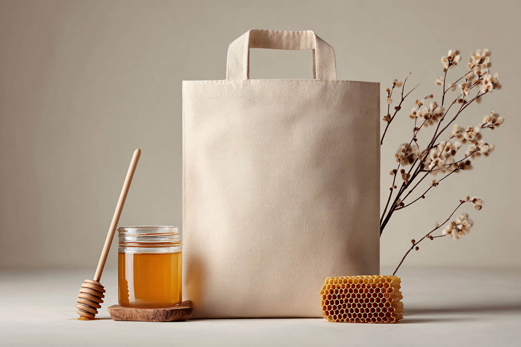 Canvas Tote Bag on Rustic Wooden Tab, a Beauty & Fashion Photo by shahsoft