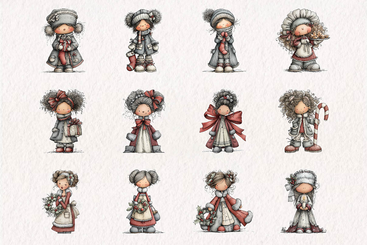 Vintage Christmas Woman PNG Clipart, a Seasonal Illustration by CreationArt (Photo 4 of 7)