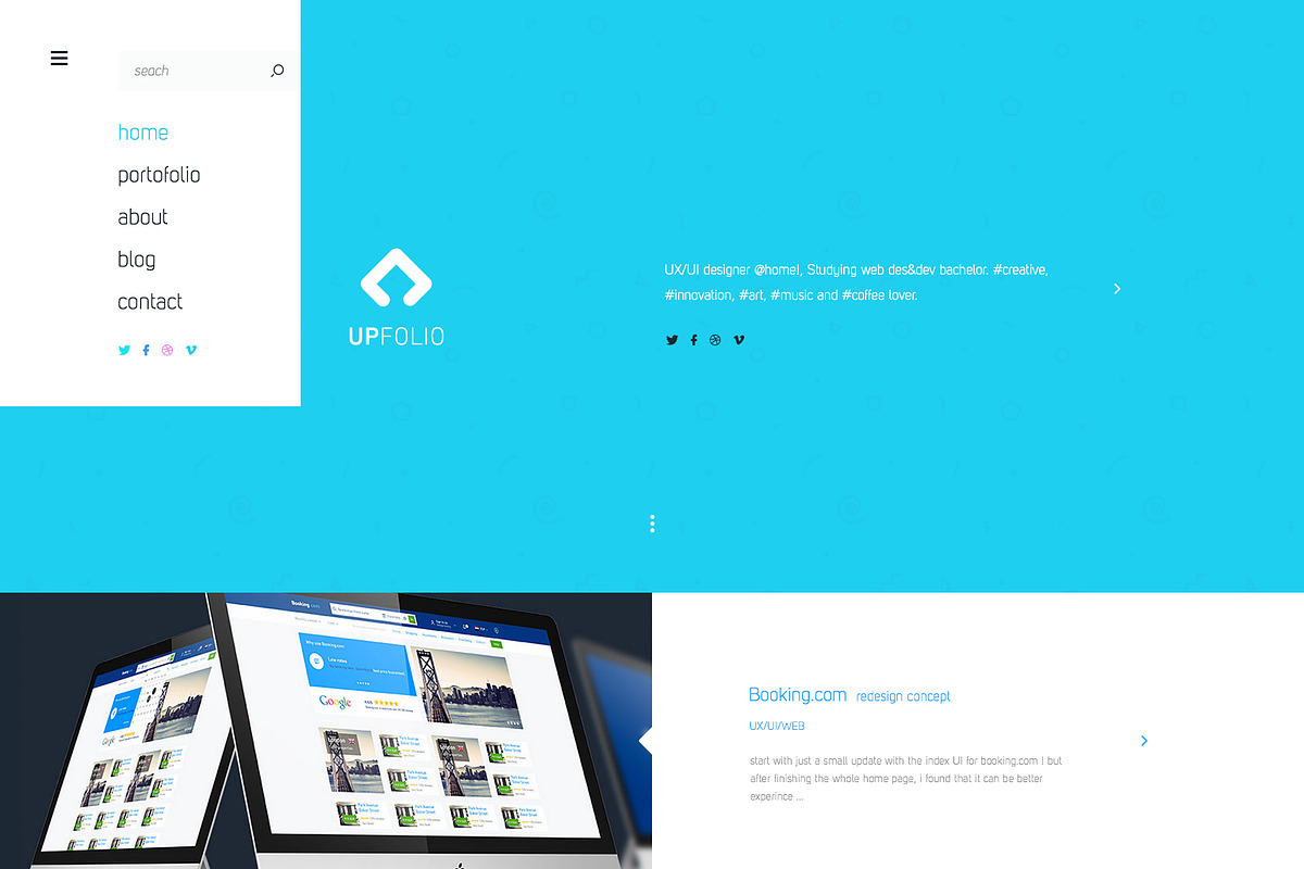 upFolio - minimal portfolio psd, a Websites & App Template by Pixvar Studio (Photo 3 of 5)