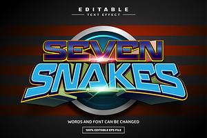 Seven Snakes 3D Editable Text Effect