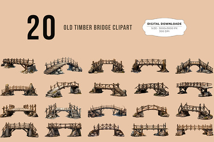 Old timber bridge clipart